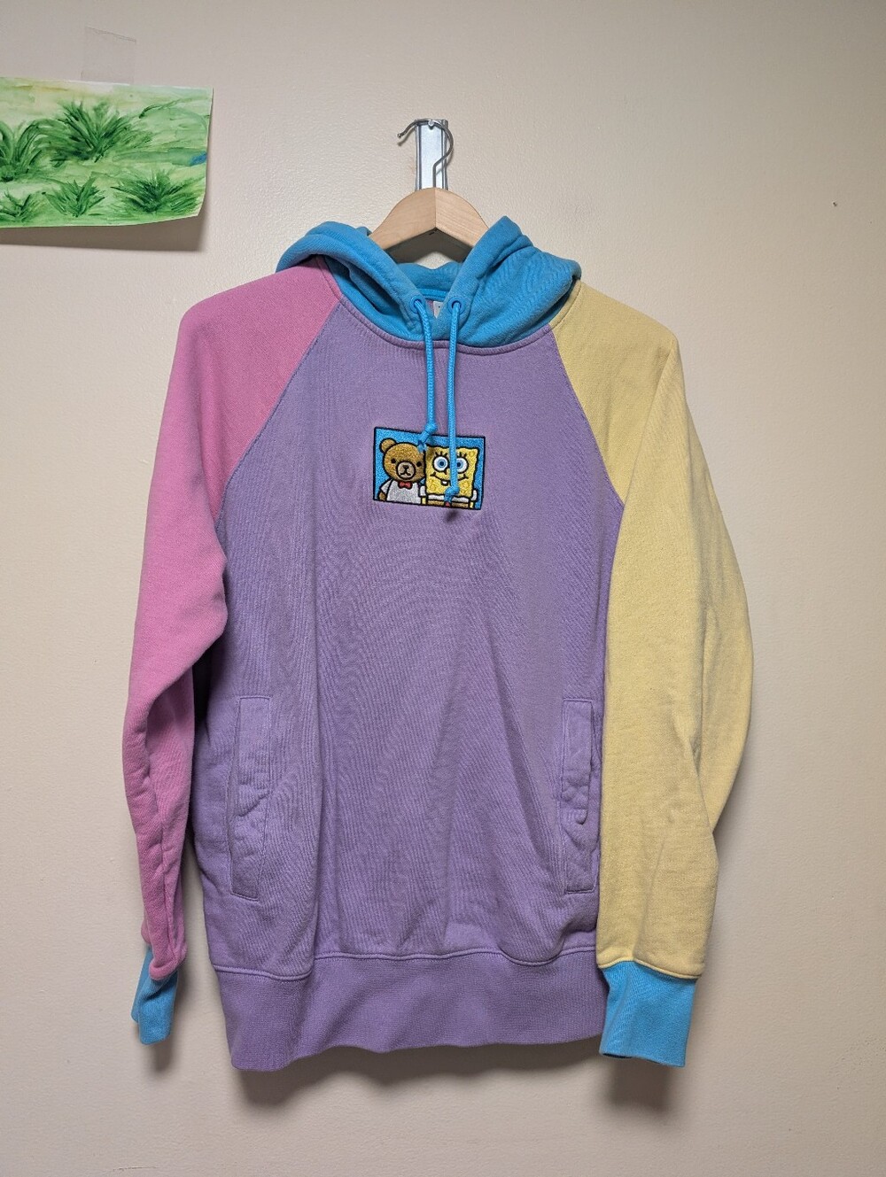 Teddy Fresh x SpongeBob Size S Colorblock Hoodie Rilakkuma Patch Pastel